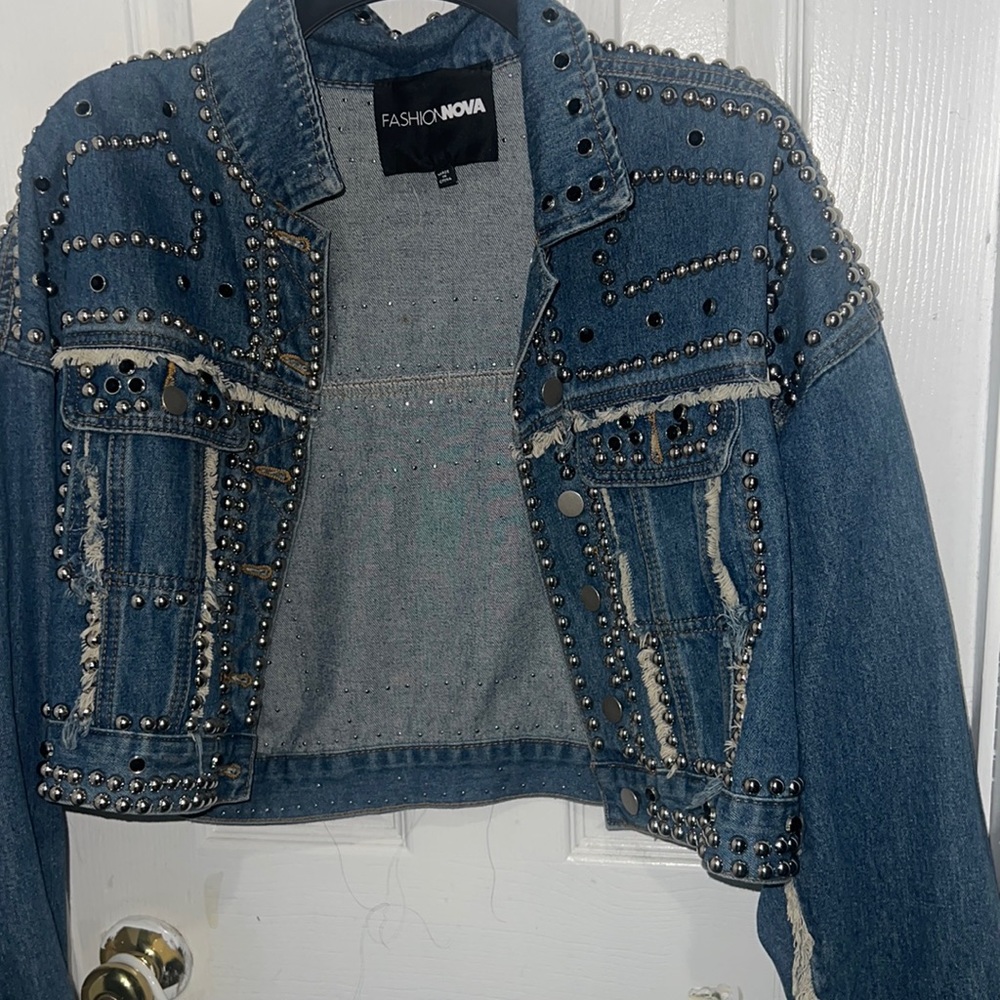 Embellished denim jean jacket